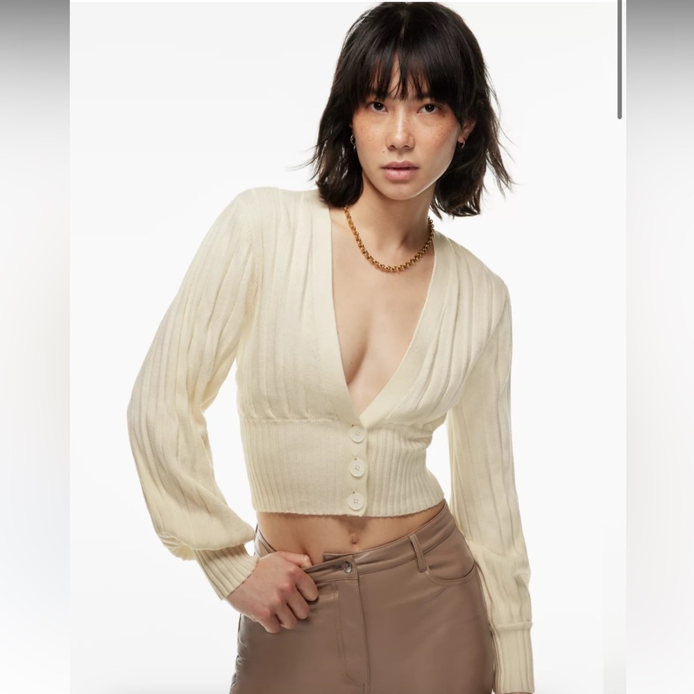 Wilfred Plunge Front Cardigan in Light Birch Sz Small